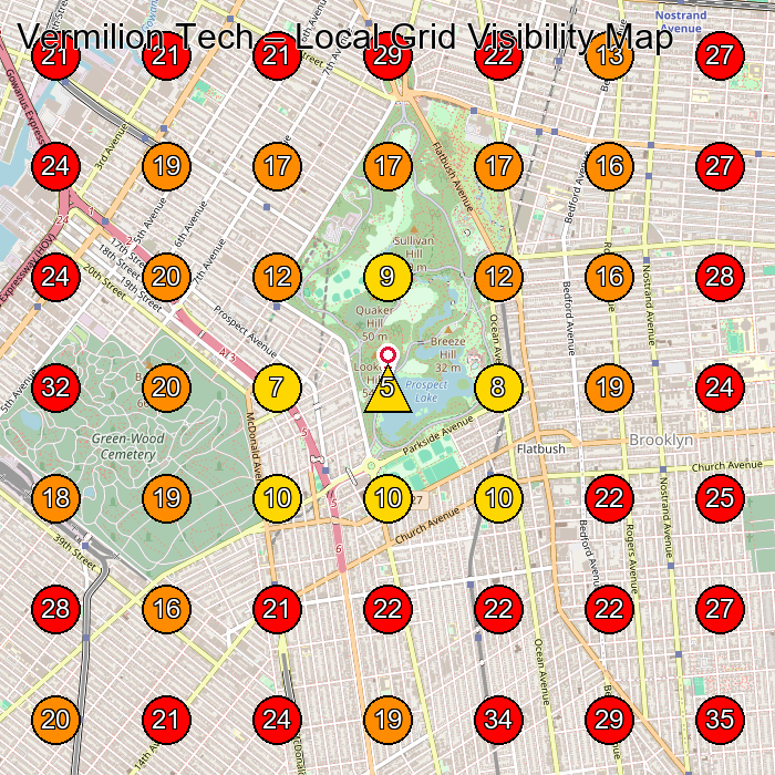 Vermilion Tech GeoGrid visibility map for Phone Repair Service in Brooklyn